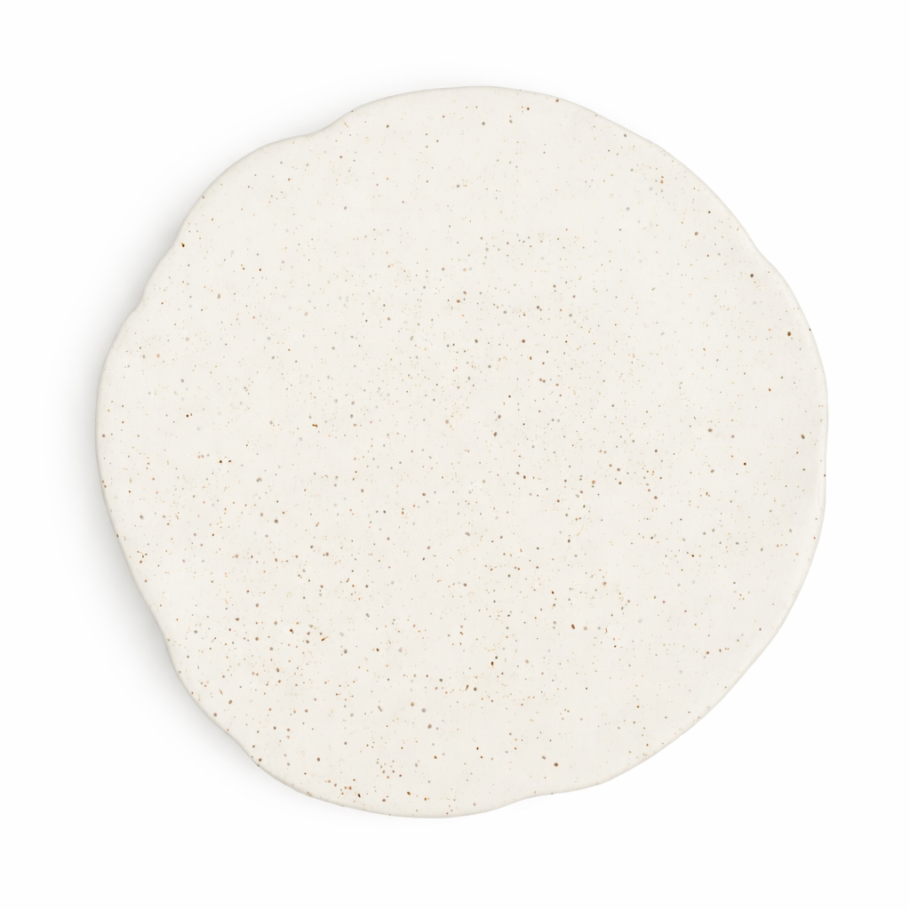 Asymetric Speckled White Studio Plate