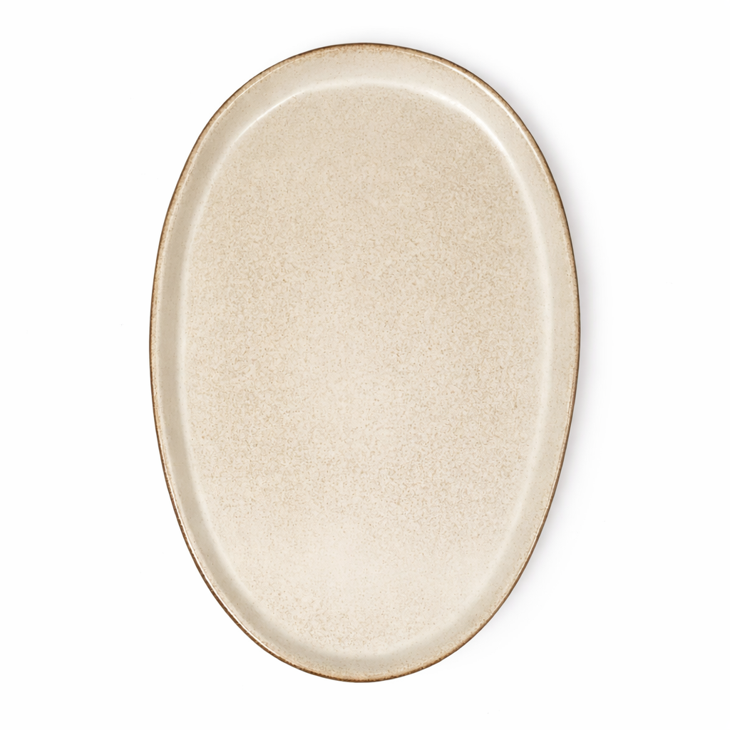 Earthstone 12 inch Oval Platter | Textured Ivory
