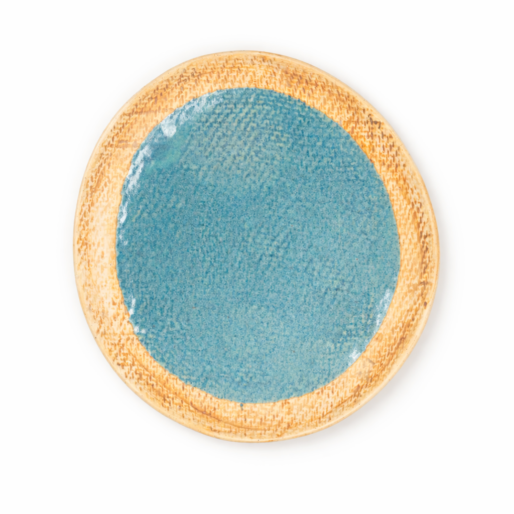 Linen Rim Blue Oval Studio Plate