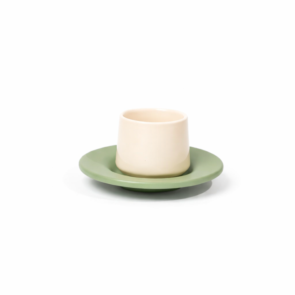 Podium Espresso Cup & Saucer | Linen & Sage