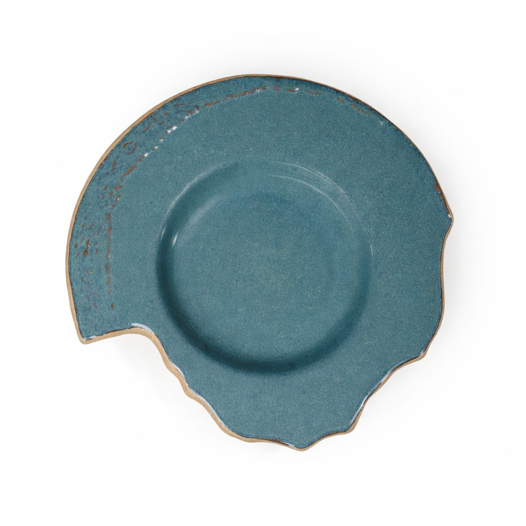 Uneven shaped pasta plate - dark green